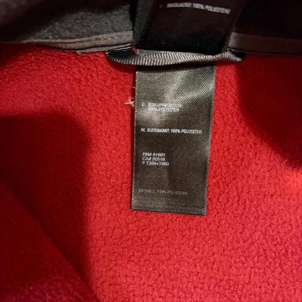 The North Face Mens Full Zip Fleece Jacket Red Gray Colorblock Small T260/T660